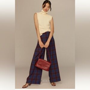 Maeve Plaid Wide Leg Pants in Blue and Red